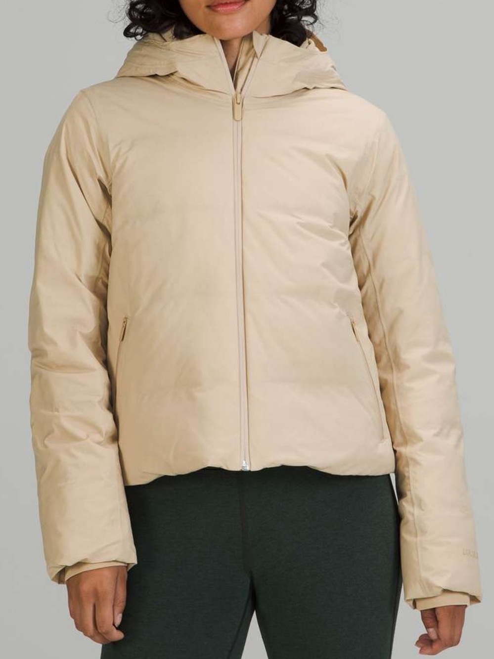 Lululemon Slush Hour Hooded Jacket Trench Tan Brown Size 8 Goose Down